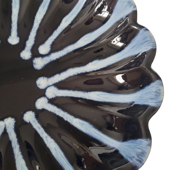 Vintage Huronia Canada Large Art Pottery Platter Black & Blue Drip Glaze - Picture 4 of 7